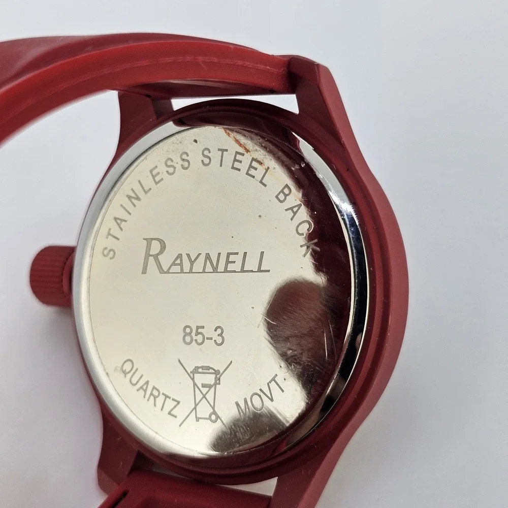 Raynell Men's Analog Watch 53MM Red Case Dial Red Plastic Bands New Battery